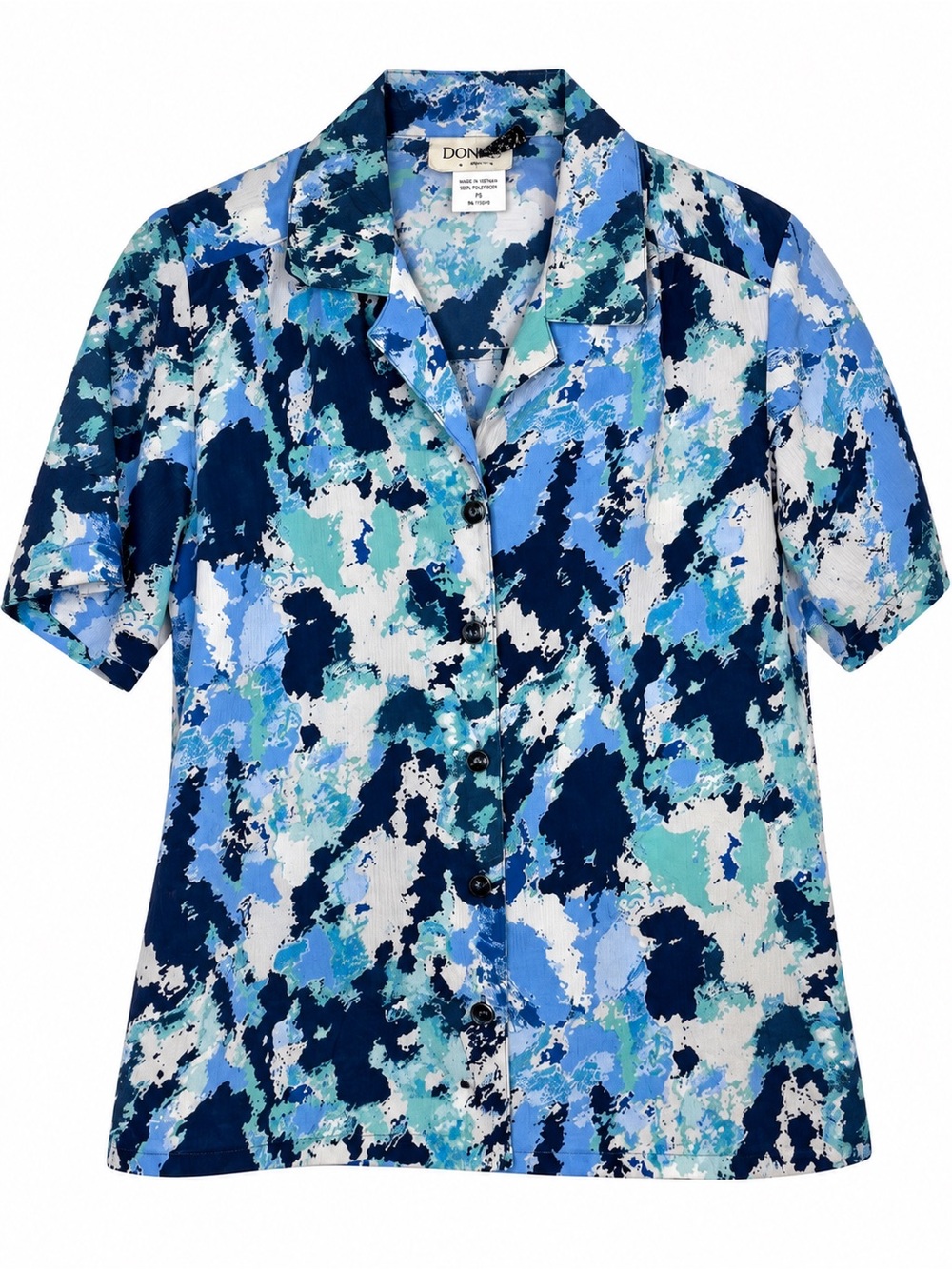 Vintage 90s Donnkenny Petite Abstract Print Button Front Blouse PS Shoulder Pads